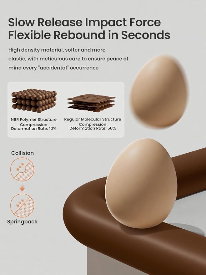 Baby Proof Edge Corner Protector, 6.56FT 0.47''Th L-Shape Furniture Corner & Edge Safety Bumper with 6 Corners, Pre-Taped, Soft NBR Rubber Foam Desk Edge Cushion Wall Corner Protector(Dark Brown)