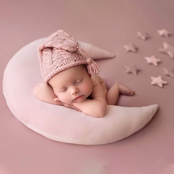 IGMaryBox Baby Moon Star Pillow Newborn Posing Pillow Newborn Photography Prop Infant Photography Posing Pillows (Pink)