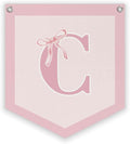 Lacama Initial Personalized Preppy Banner, Baby Girl Nursery Shower Decor Gifts, Coquette Pink Bow Teen Girl Gifts, Vintage Room Decor Toddler Room Bedroom Playroom Front Door Birthday Gift(C)