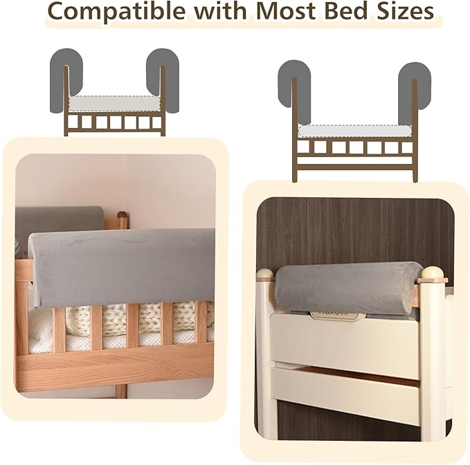 Toddlers' Bed Rail Bumpers – Extra Height Bed Rail Protector, Washable Cover, Anti-Collision, Fits Toddler, Bunk & Loft Beds, 2.3 Ft, 1-Pack