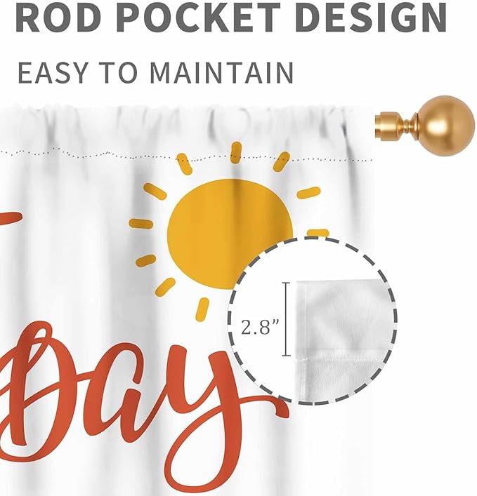 Rainbow Curtains for Classroom, Kids Girls Baby Boho Cute Inspirational Motivational Quotes Cartoon Colorful Pastel Nursery Classroom Bedroom Living Room Bathroom Window Drapes 2 Panels, 84"x63" Inch
