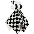 High Contrast Baby Security Blanket for Boys Girls 3D Soft Checkerboard Gingham with Minky Dot Fabric Backing Bee Snuggle Stuffed Animal Lovely Black 14 Inch