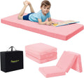 MeMoreCool Foldable Floor Mattress for Kids, Toddler Nap Mat for Daycare, Portable Trifold Futon and Floor Bed, Tri-Folding Mattress, Pink 57x22 Inch