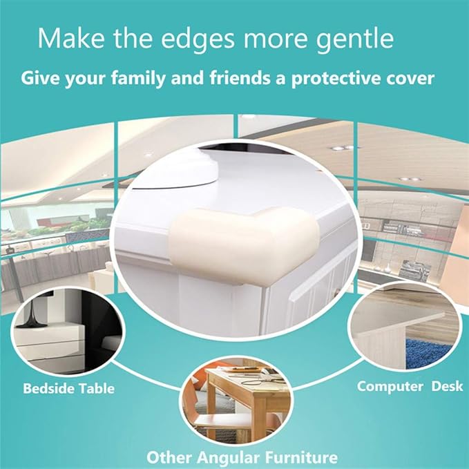 DYKESON Soft Corner Protector, Baby Safety Cushion, Corner Bumpers for Furniture, Corner Proofing for Baby, Corner Cushion, Table Edge Protector, Baby Proofing Edge, Corner Guards, 12 Pack, Brown