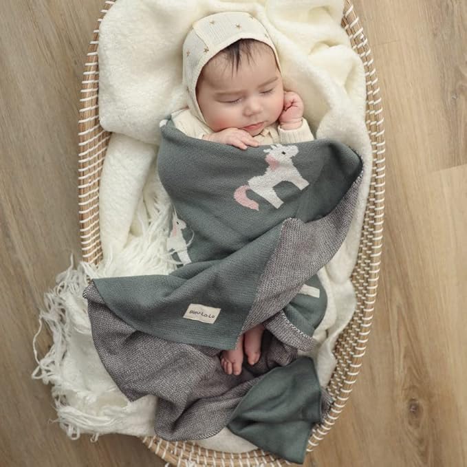 Baby Swaddle Blanket for Girls 100% Cotton Buttery Soft Cozy Receiving Swaddle Crib Stroller Blanket for Shower Gift Registry for Newborns, Infants, Toddlers (Unicorn - Pink)