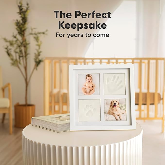 KeaBabies Baby Hand and Footprint Kit - Baby Footprint Kit, Clay Handprint Keepsake Frame, Nursery Picture Frame For Newborns, Personalized New Mom Gifts for Showers & Registry (Alpine White)