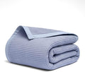 Salt Earth GOTS Certified 100% Organic Cotton Throw Blanket, 108" X 90" Waffle Blankets & Throws for Bed, Throw Blanket for Couch, Modern & Cozy Blanket, All Season Comfy & Soft Blanket(Powder Blue)