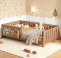 Bellemave Twin Size Floor Bed with high Rails and with Built-in Bookshelf for Kids, Girls, Boys, Wood Montessori Floor Bed Without Door, Natural