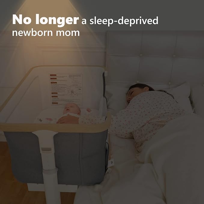Rocking Bassinet for Baby 3 Motion Auto Rolling Newborn Cradle Electric Automatic Bedside Sleeper Rocks Itself 5 Height Adjustable with Music, Wheels, Storage, Light Grey