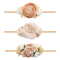 cherrboll 3pcs Baby Girl Flower Headbands, Super Soft & Stretchy Nylon Floral Hairbands for Newborn Toddler