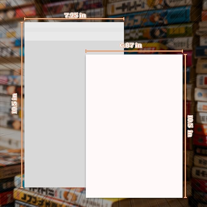 50 Pack Comic Book Bags and Boards Set 7.25x10.5 Inch Self-Sealing Comic Bags and Boards with Archival Boards for Long-Term Storage & Protection