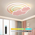 LED Pink Ceiling Light Modern Cartoon Children's Room Dimmable Ceiling Light with Remote Control Nordic Children's Room Blue Cloud Rainbow Night Light for Bedroom Baby Room Boys Girls Room