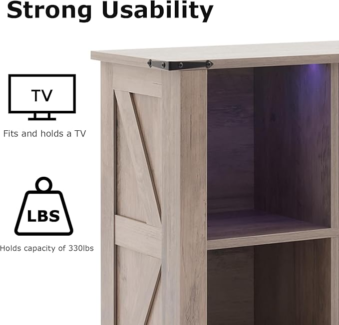 8 Cube Storage Organizer, Wood Cube Bookshelf with LED Lights, Horizontal Storage Cubes, Kids Bookshelf, Display Cabinet Cubby Shelf for Living Room Home Office Bedroom, Grey