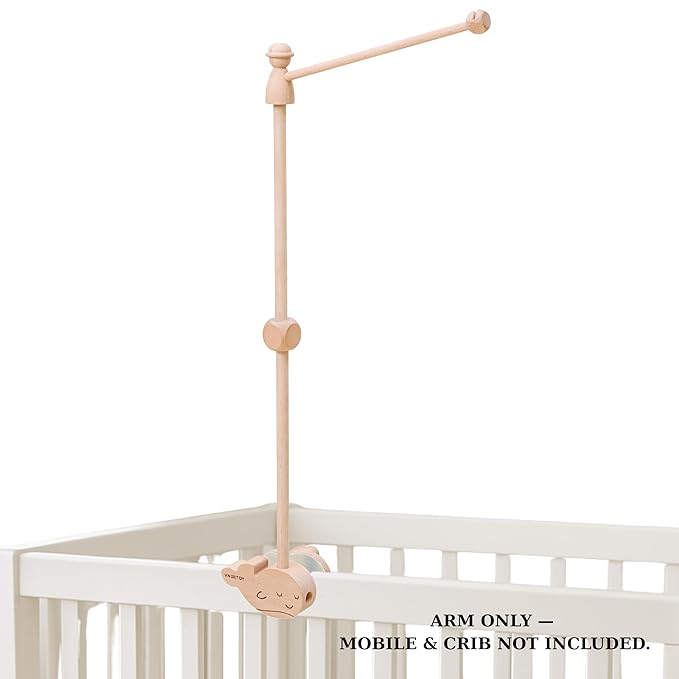 Wooden Baby Crib Mobile Arm, 31 Inch, Solid Beech Wood, 360° Rotatable, Whale Design, Adjustable, Anti-Slip, Mobile Hanger for Crib, Nursery Decor for Boys & Girls, Gift Accessories