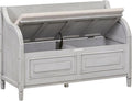 Merax Storage Bench, 41.9” Solid Wood Storage Chest with Backrest and Safety Hinge, Large Storage Space Bench with Upholstered Cushions,Supports 250 lb and Easy Assembly for Small Space, Gray
