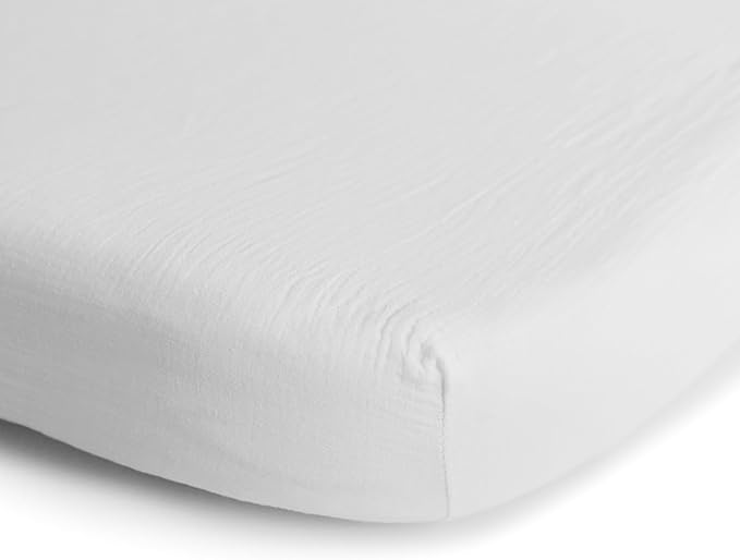 mushie Extra Soft Muslin Fitted MINI Crib Sheet | 24"x 38" (White)