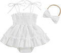 Meihuida Newborn Baby Girl Sleeveless Rompers Summer Clothes Cotton Bodysuit with Headband