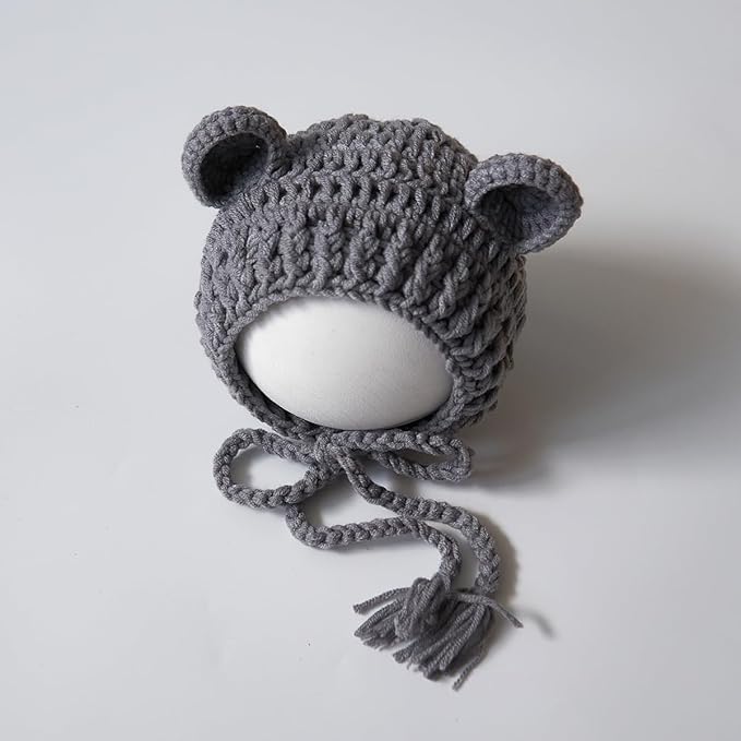 Zeroest Newborn Baby Boy Girl Photography Props Bear Hat Outfits Crochet Kint Handmade Cap Set for Newborn Photo Shoot