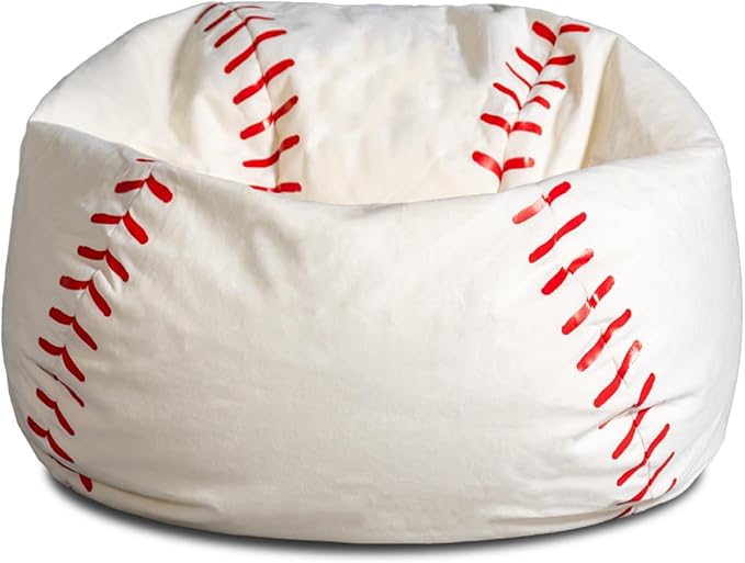 Big Joe Sports Ball Bean Bag Chair, Baseball Plush, Soft Polyester, 2.5 feet