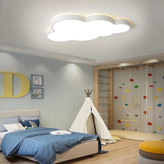 Dimmable LED Flush Mount Ceiling Light Fixture with Cloud Shape,34W 23Inch Close to Ceiling Lamp Modern Lights for Bedroom Kitchen, White Recessed Indoor Lighting 3000K-6000K Light Color Adjustable