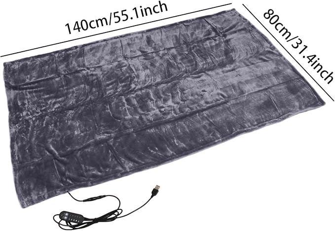 Portable Heated Blanket Throw - USB Charging Flannel Electric Blankets, Fast Heating Warming Winter Throw Blanket for Women, Machine Washable (Beige, 55X31 Inches)