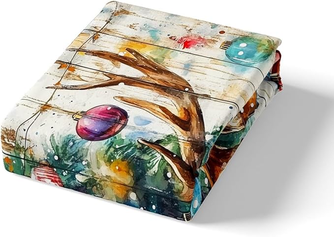 Cabin Deer Duvet Cover Set King Size,Tie-dye Christmas Tree Wooden Plank Rustic Bedding Set,Boys Girls Room Decor,Wild Animal Farmhouse Comforter Cover,Brown Quilt Cover,2 Pillowcases,No Comforter