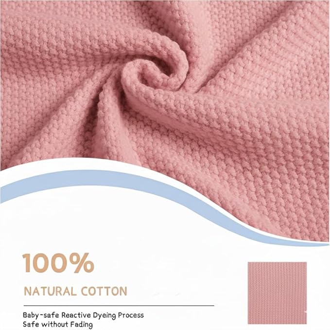 Baby Knit Blanket Soft Breathable Cotton Scallop Border Blankets Newborn Knitted Blanket Swaddle Blankets Gifts for Baby Newborn Toddler Shower Boy Girl New Mom Birthday Christmas RP 28x36