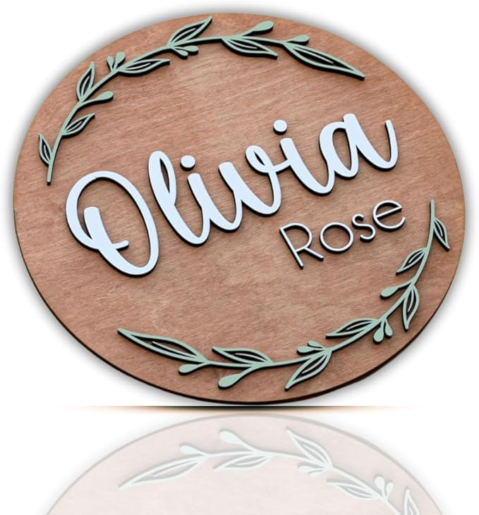 Personalized Wooden Name Sign - Custom Baby Name Signs for Nursery & Kids Room, Baby Announcement Sign, Wall Name Signs Personalized, Round Wooden Letters for Nursery Decor (Round Name)
