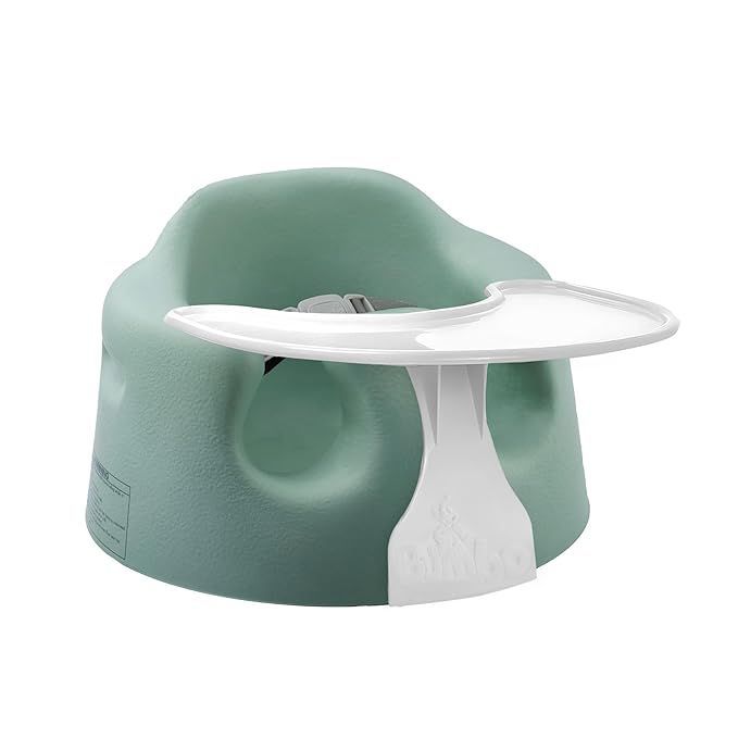 Bumbo Baby Floor Seat, Portable Infant Sit Up Activity & Eating Chair with Tray Accessory, Hemlock - Feeding and Sitting Lounger for Babies and Infants Ages 3 to 12 Months