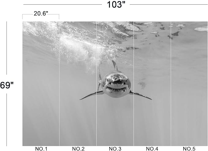 Shark Wall Mural Wallpaper for Bedroom 103" x 69"