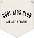 Cool Kids Club Pennant Banner – Playroom Decor, Boyhood Linen Pennant, Kids Wall Hanging, Canvas Triangle Flag for Toddler Boy Nursery & Playroom Essentials, 14.5x12.6 in