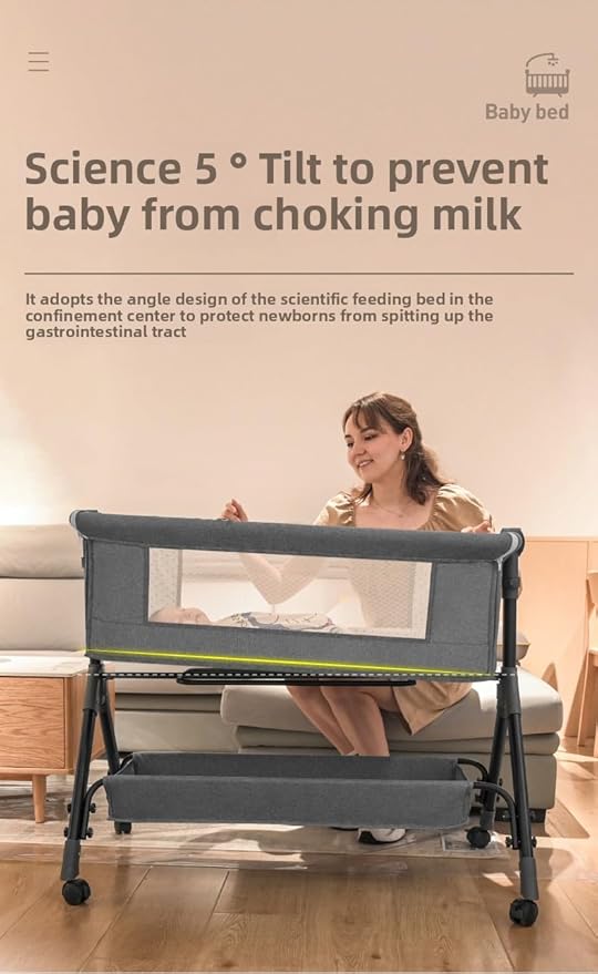 Nine point nine Baby Bedside Bassinet, Baby Bassinet Bedside Sleeper, Next to Me Crib with Wheels, Foldable Co-Sleeping Bed Crib for Newborn (X3 Grey)