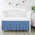100% Egyptian Cotton, Nursery Crib Toddler (28" x 52" + 14") 800 Thread Count Crib Skirt Dust Ruffle, Bedding Skirts for Baby Boys or Girls, 14" Drop, Medium Blue Solid
