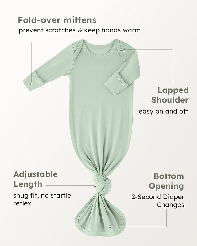 Yoofoss Baby Knotted Gowns 0-3 Months, Newborn Sleepers Hospital Coming Home Outfit for Photograph, Soft Breathable Comfort