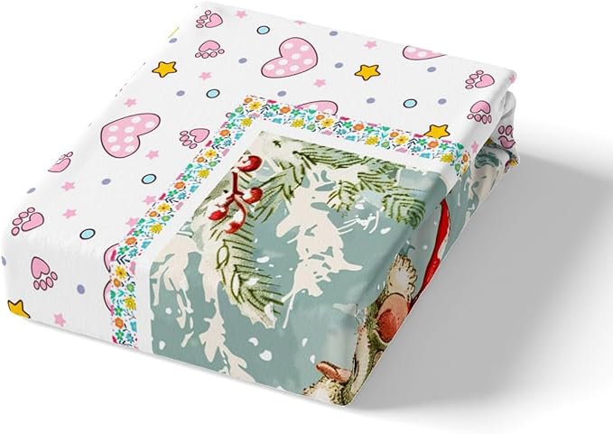 Feelyou Christmas Bedding Set Xmas Tree Snowflake Duvet Cover for Kids Boys Girls Cartoon Mouse Love Print Comforter Cover Cute Animal Bedspread Cover Bedroom Collection 3Pcs Full Size,No Comforter