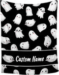 Custom Halloween Ghost Blanket | Personalized for Boys Girls | Plush Cozy Name Blanket | Halloween Decor Gifts | 60"x80"-Adults/Twin Size