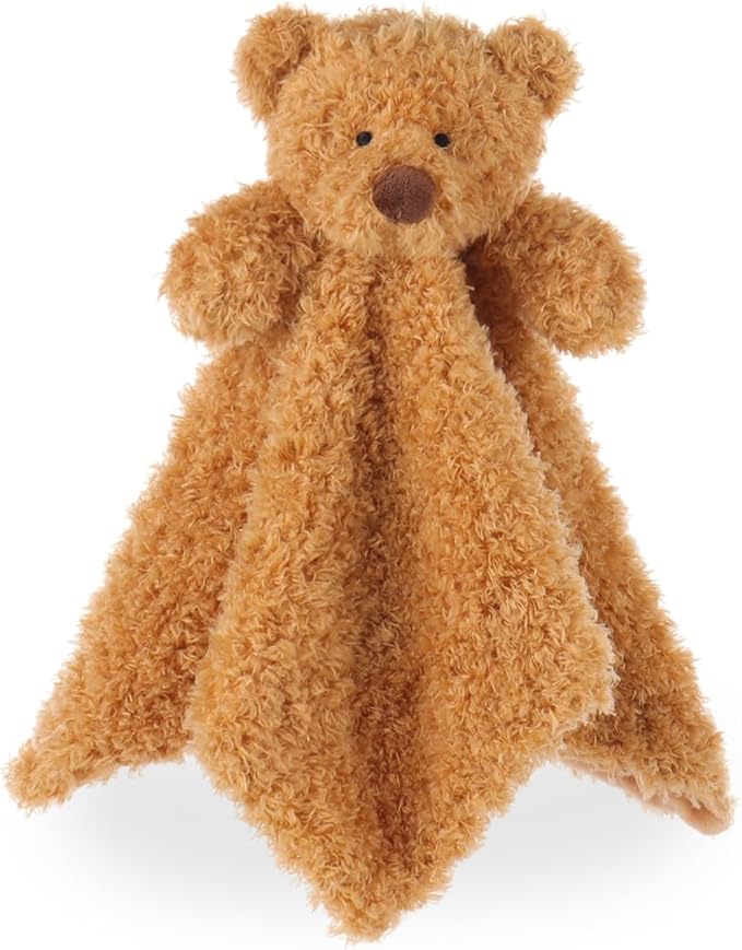 Apricot Lamb Velvet Bear Soft Loveys for Babies, Security Blanket for Baby Boy and Girl, 14x14 Inches for Infant and Toddlers