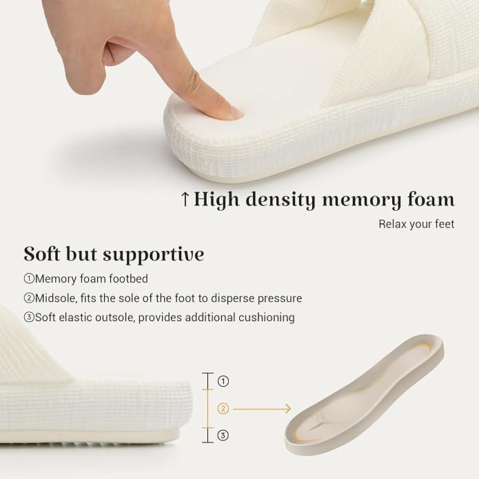 Chantomoo Slippers for Women Memory Foam House Bedroom Corduroy Bow Crossbands Slipper Shoes Comfy Trendy Gift Slippers