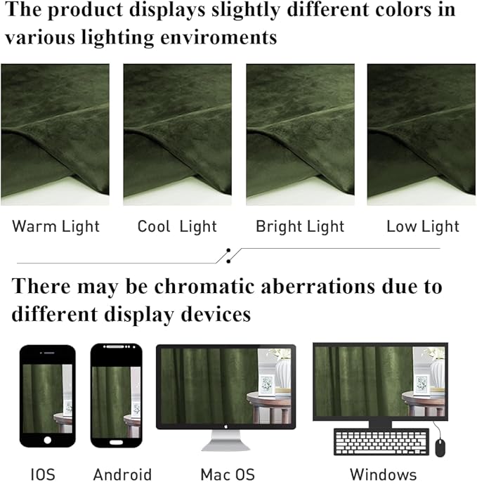 StangH Moss Green Curtains 92 inches Long Super Soft Velvet Room Darkening Thermal Insulated Window Drapes Back Tab Christmas Decor for Bedroom Living Room, W52 x L92, 2 Panels