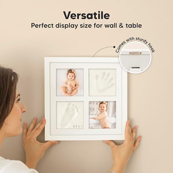 KeaBabies Baby Hand and Footprint Kit - Baby Footprint Kit, Clay Handprint Keepsake Frame, Nursery Picture Frame For Newborns, Personalized New Mom Gifts for Showers & Registry (Alpine White)