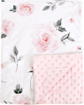 david's kids Micro Fleece Minky Baby Blanket for Girls with Double Layer and Soothing Raised Dots, Breathable and Soft Lightweight Receiving Blanket for Newborns, 40x50 Inches, Floral Flowers