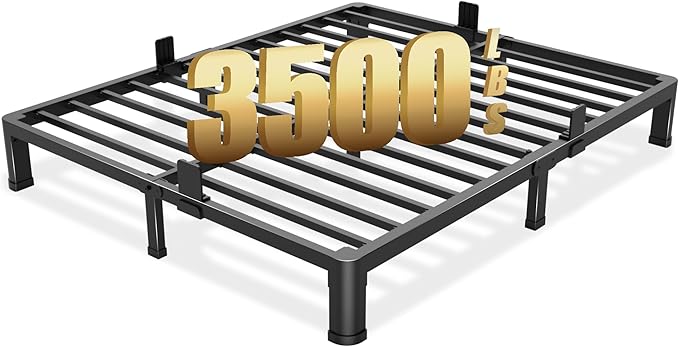 6 inch Full Size Bed Frame with Round Corner Legs Mattress Slide Stopper,Low Profile Heavy Duty Metal Platform,Steel Slat Support,No Box Spring Needed,Easy Assembly,Noise Free
