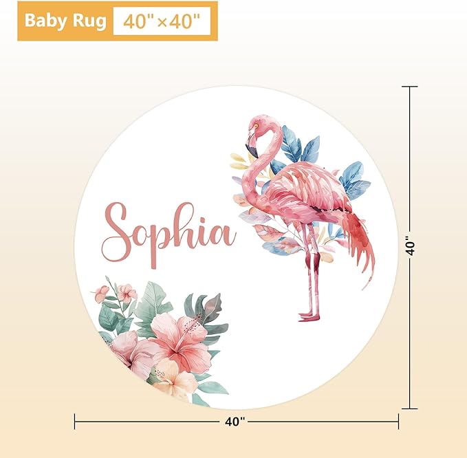 Personalized Baby Crib Bedding Set, 5 Pcs Custom Name Nursery Bedding Set, Flamingo Baby Bedding Set for Girls Boys, Double Layer Flannel Baby Crib Set, Toddlers Kids Infants Customized Gifts
