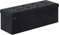 SONGMICS Mazie Collection - Storage Ottoman Bench, Foldable Foot Rest, 15 x 43 x 15 Inches, End of Bed Bench, Storage Chest, Load 660 lb, Living Room, Bedroom, Entryway, Ink Black ULSF277B01