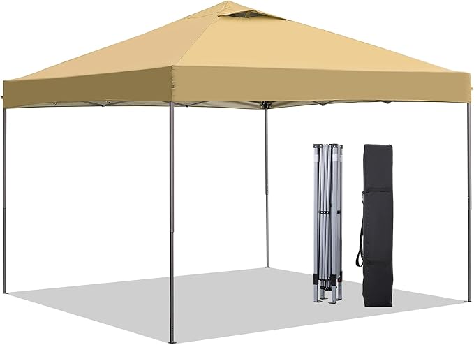 GDY 10'x10' Pop Up Canopy Tent, Outdoor Canopy, Patio Tent,Commercial Instant Gazebos, Portable Shelter Canopies, for Patio/Outdoor/Wedding Parties and Events, (Brown)