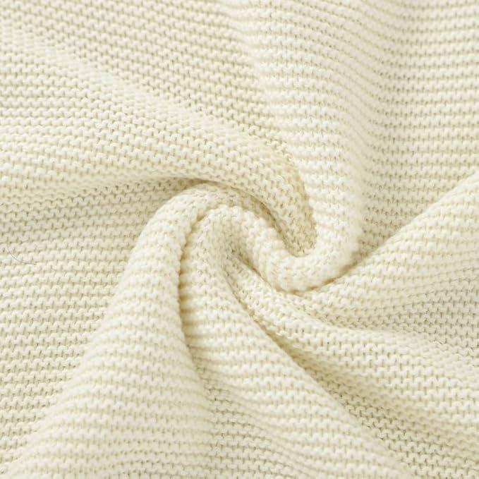 Neiwech Baby Blanket Boy Girl Cotton Knitted Soft Swaddling Receiving Baby Blankets for Newborn Toddler Crib Stroller A-White 30 x 40 Inch