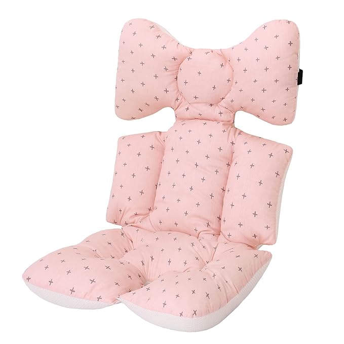 Baby Stroller Cushion, Universal Baby Seat Pad Liner for Stroller Reversible Soft and Breathable 3D Air Mesh Cotton Baby Stroller Seat Liner (Pink)