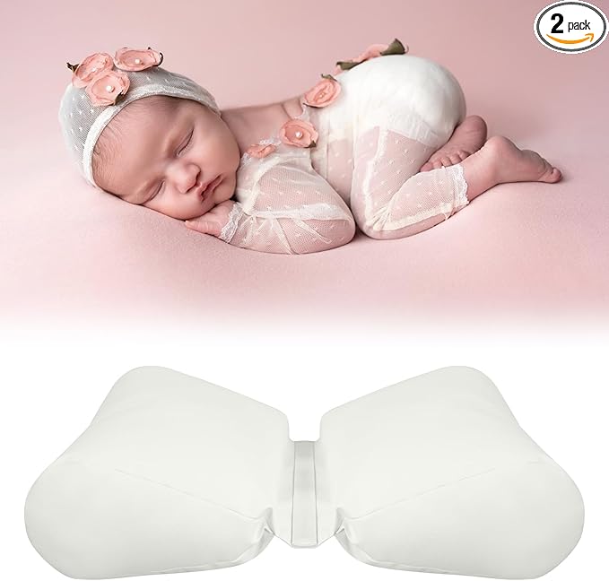 2PC Newborn Photography Butterfly Posing Pillow Basket Filler & Positioner for Babies DIY Newborn Professional Photography Prop White