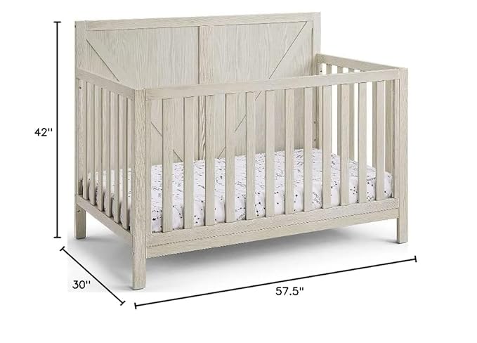 Suite Bebe Barnside 4-in-1 Convertible Baby Crib in Washed Gray