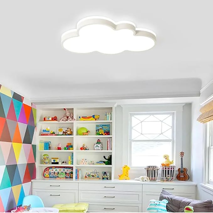 Cloud Shape LED Ceiling Light Fixture,Modern 23 Inch Recessed Ceiling Lights,Dimmable Light,White 34W 3000K-6000K Close to Ceiling Lighting Flush Mount Living Room Bedroom
